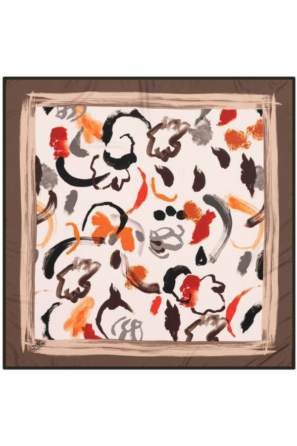 Fırça Desenli 90X90 Aker Polyester Tivil Eşarp - Aker