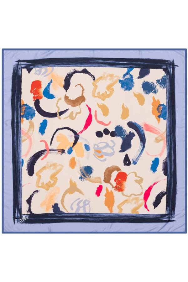 Fırça Desenli 90X90 Aker Polyester Tivil Eşarp - Aker