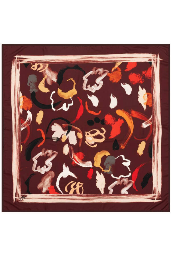 Fırça Desenli 90X90 Aker Polyester Tivil Eşarp - Aker