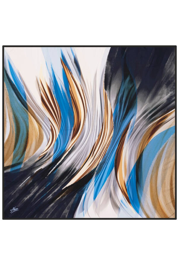 Geometrik Desenli 90X90 Aker Polyester Tivil Eşarp - Aker