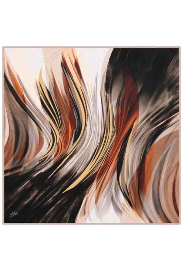 Geometrik Desenli 90X90 Polyester Twill Eşarp - 1