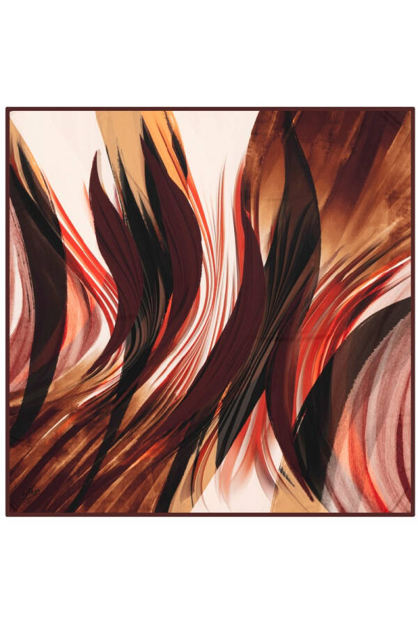 Geometrik Desenli 90X90 Polyester Twill Eşarp - 1