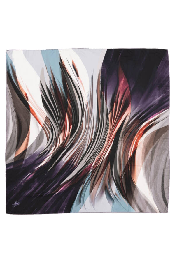 Geometrik Desenli 90X90 Aker Polyester Tivil Eşarp - 1