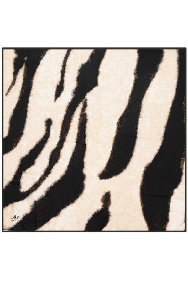 Zebra Desenli 90X90 Aker Polyester Tivil Eşarp - 1