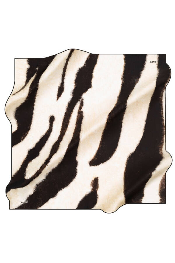 Zebra Desenli 90X90 Aker Polyester Tivil Eşarp - 1