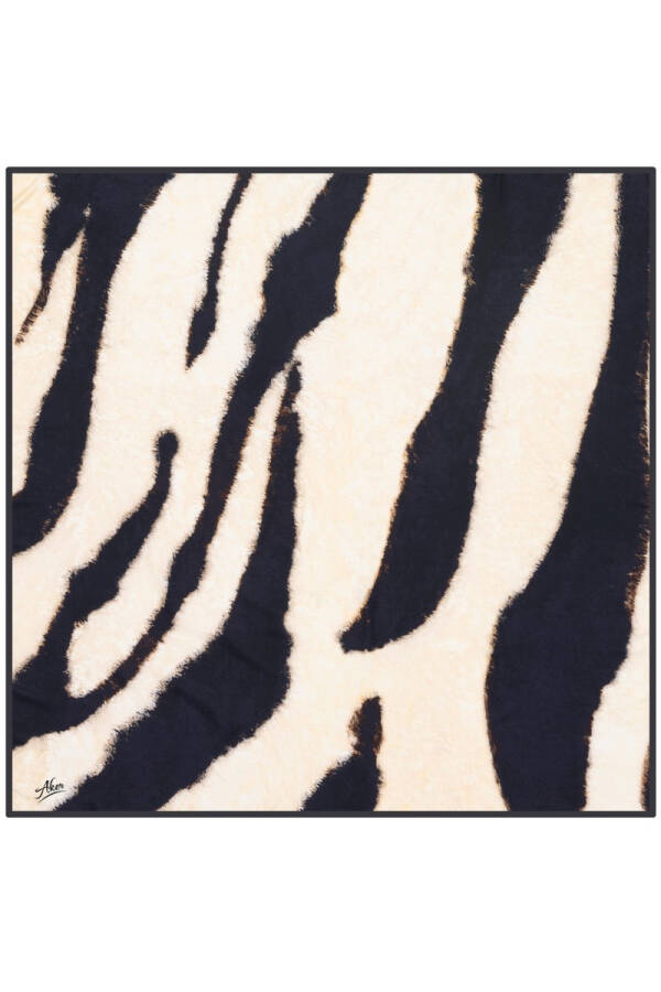 Zebra Desenli 90X90 Polyester Twill Eşarp - 1