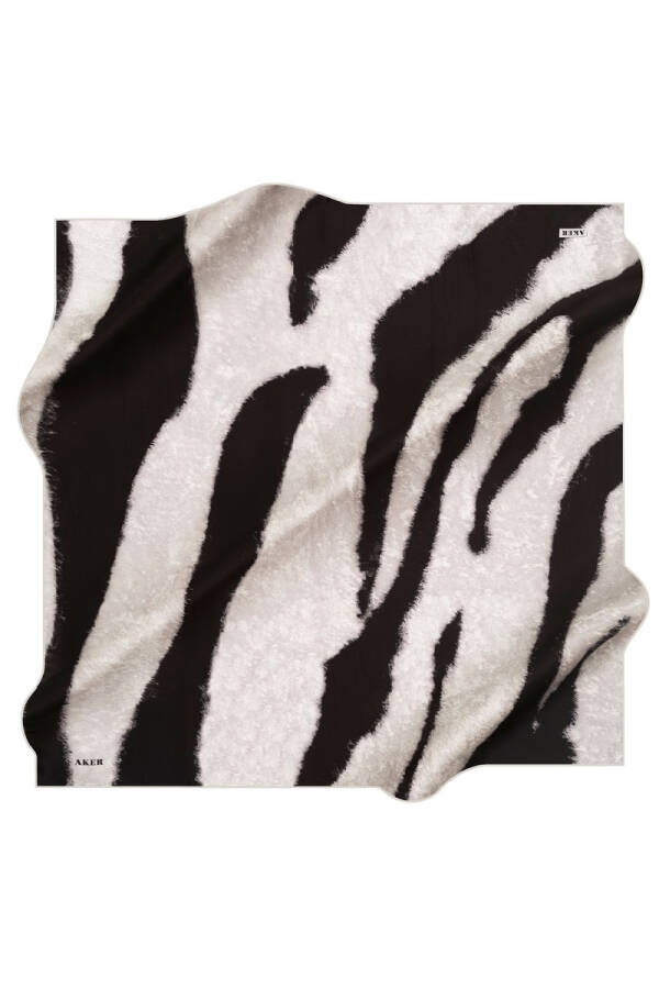 Zebra Desenli 90X90 Polyester Twill Eşarp - 1