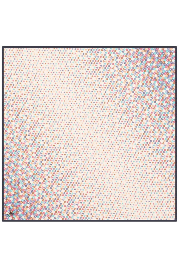 Geometrik Desenli 90X90 Aker Polyester Tivil Eşarp - 1