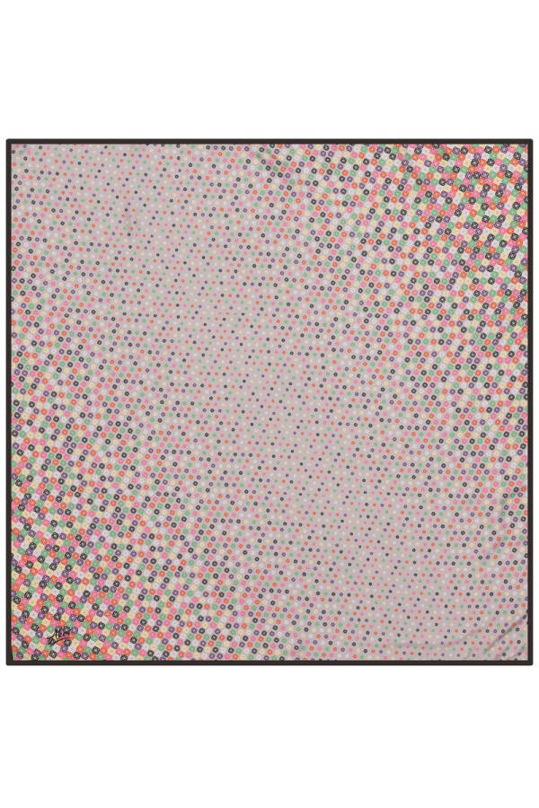 Geometrik Desenli 90X90 Polyester Twill Eşarp - 1