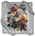Çiçek Desenli 90X90 Aker Polyester Tivil Eşarp - 1