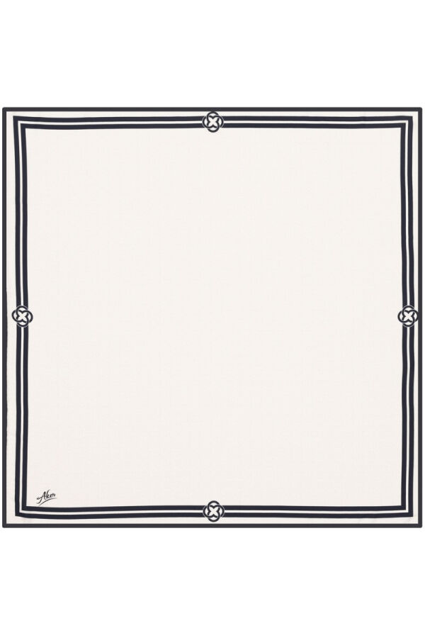 Ekru 90X90 Polyester Twill Eşarp - 1