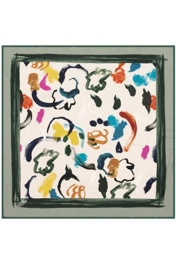 Fırça Desenli 90X90 Polyester Twill Eşarp - 1