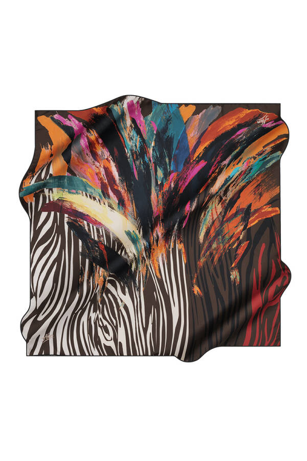 Fırça Desenli 90X90 Aker Polyester Tivil Eşarp - 1