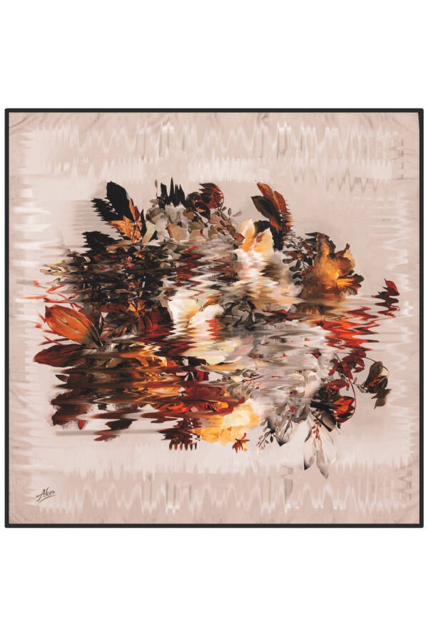 Çiçek Desenli 90X90 Aker Polyester Tivil Eşarp - Aker