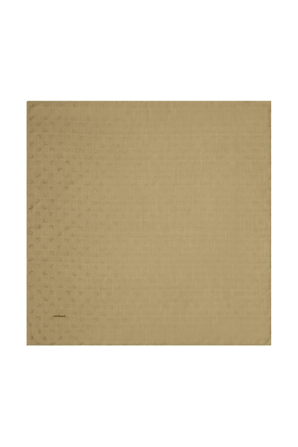 Renkli 90X90 B. Logolu İpek Koton Jakar Eşarp - 1