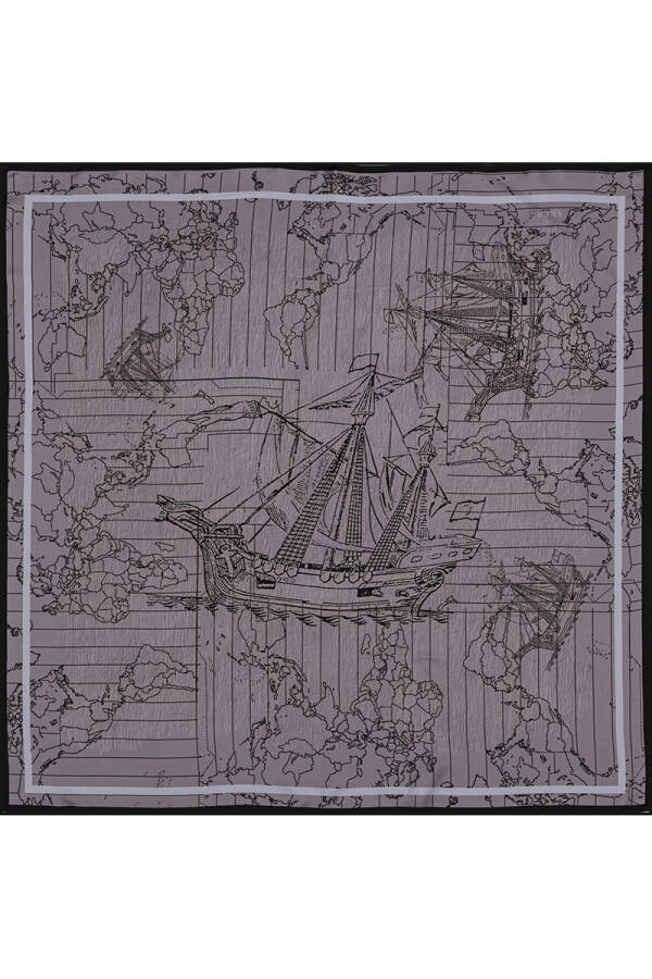 Renkli 90X90 Bosphorus Çift Taraflı İpek Twill Eşarp - Aker