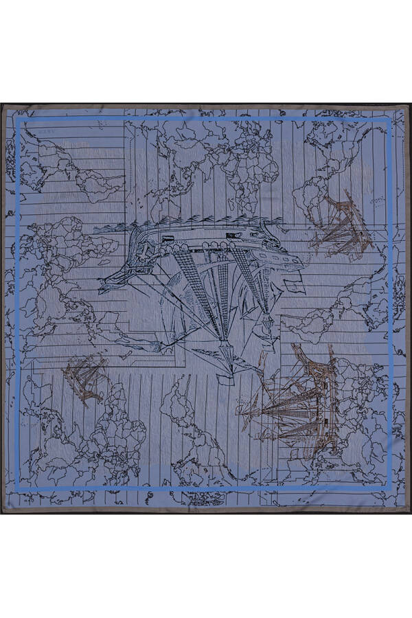 Renkli 90X90 Bosphorus Çift Taraflı İpek Twill Eşarp - 2