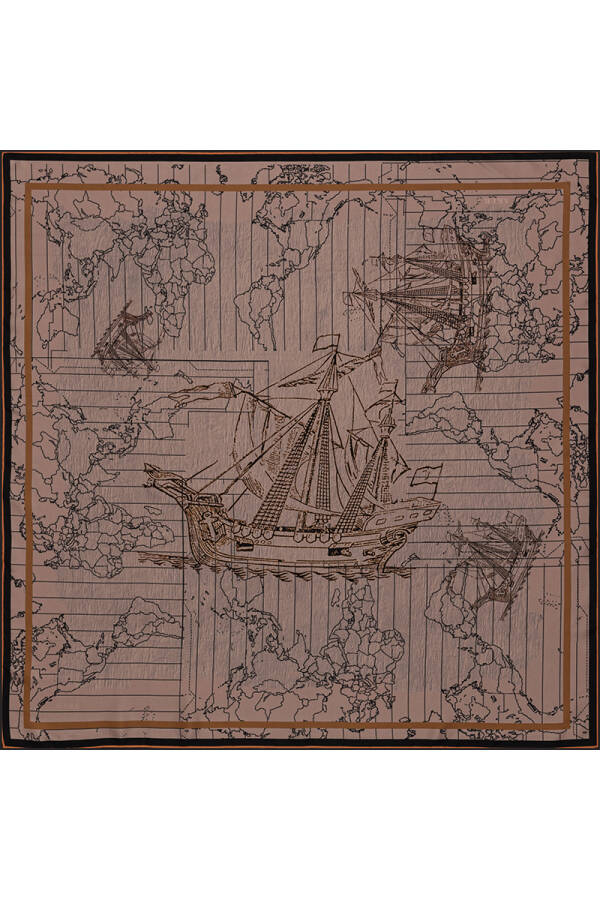 Renkli 90X90 Bosphorus Çift Taraflı İpek Twill Eşarp - 1