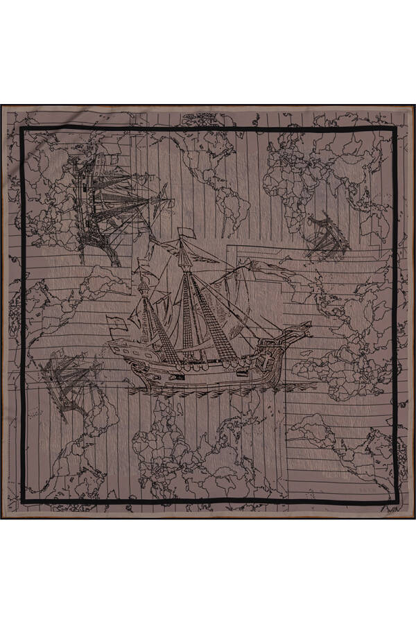 Renkli 90X90 Bosphorus Çift Taraflı İpek Twill Eşarp - 2