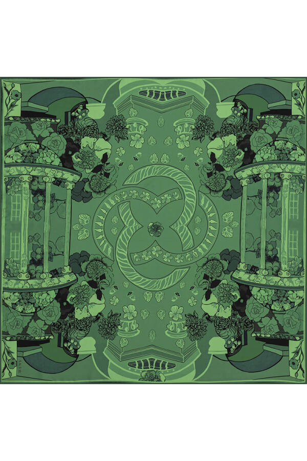 Logo Desenli 90X90 Bosphorus Çift Taraflı İpek Twill Eşarp - Aker (1)