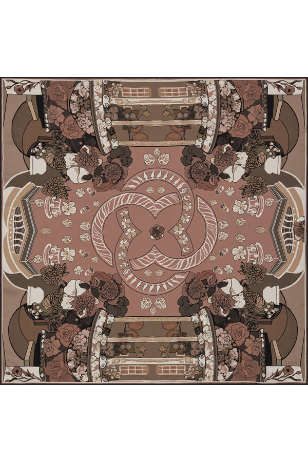 Logo Desenli 90X90 Bosphorus Çift Taraflı İpek Twill Eşarp - Aker (1)