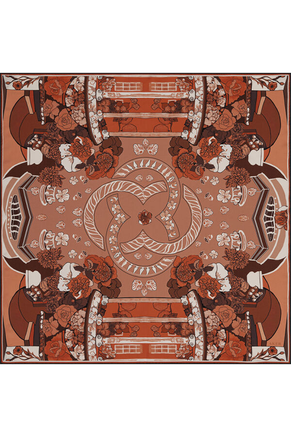 Logo Desenli 90X90 Bosphorus Çift Taraflı İpek Twill Eşarp - Aker (1)