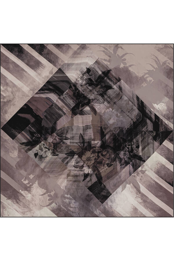 Geometrik Desenli 90X90 Bosphorus Çift Taraflı İpek Twill Eşarp - 2