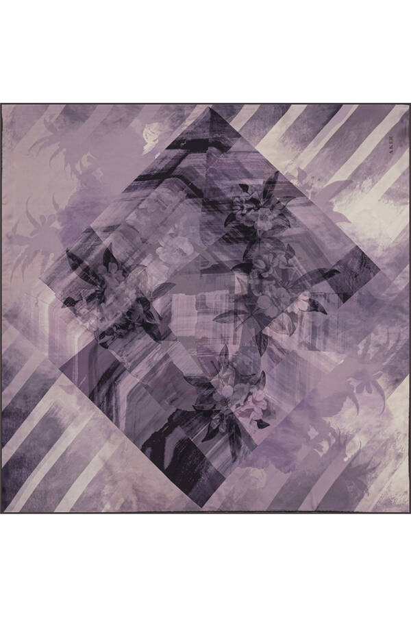 Geometrik Desenli 90X90 Bosphorus Çift Taraflı İpek Twill Eşarp - Aker (1)