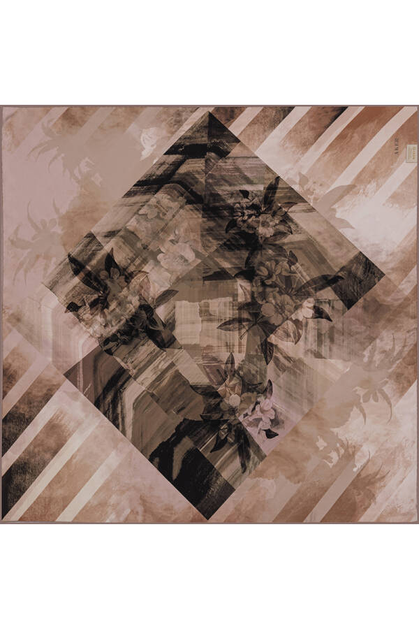 Geometrik Desenli 90X90 Bosphorus Çift Taraflı İpek Twill Eşarp - Aker (1)