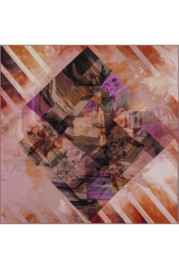 Geometrik Desenli 90X90 Bosphorus Çift Taraflı İpek Twill Eşarp - Aker