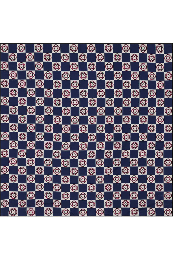 Logo Desenli 90X90 Bosphorus Çift Taraflı İpek Twill Eşarp - 2