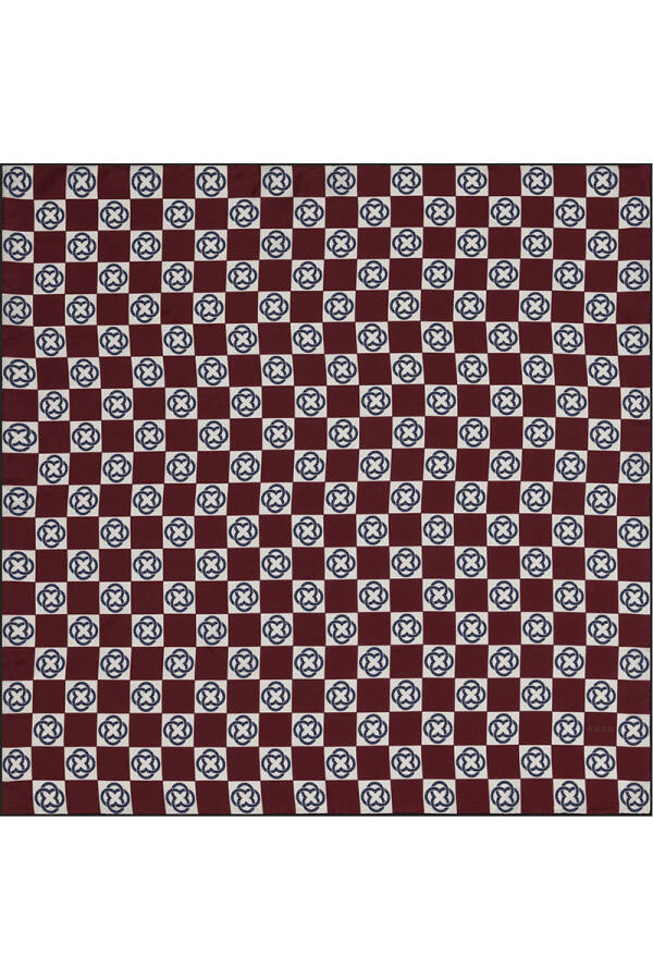 Logo Desenli 90X90 Bosphorus Çift Taraflı İpek Twill Eşarp - 2