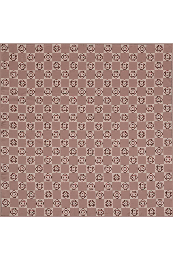 Logo Desenli 90X90 Bosphorus Çift Taraflı İpek Twill Eşarp - 1