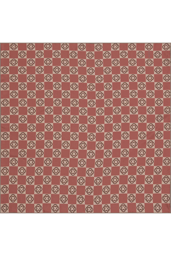 Logo Desenli 90X90 Bosphorus Çift Taraflı İpek Twill Eşarp - 2