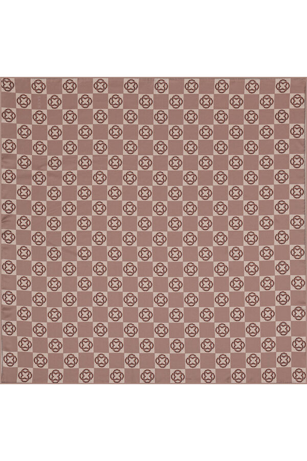 Logo Desenli 90X90 Bosphorus Çift Taraflı İpek Twill Eşarp - Aker