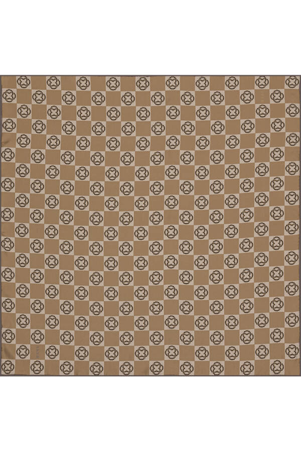 Logo Desenli 90X90 Bosphorus Çift Taraflı İpek Twill Eşarp - 2