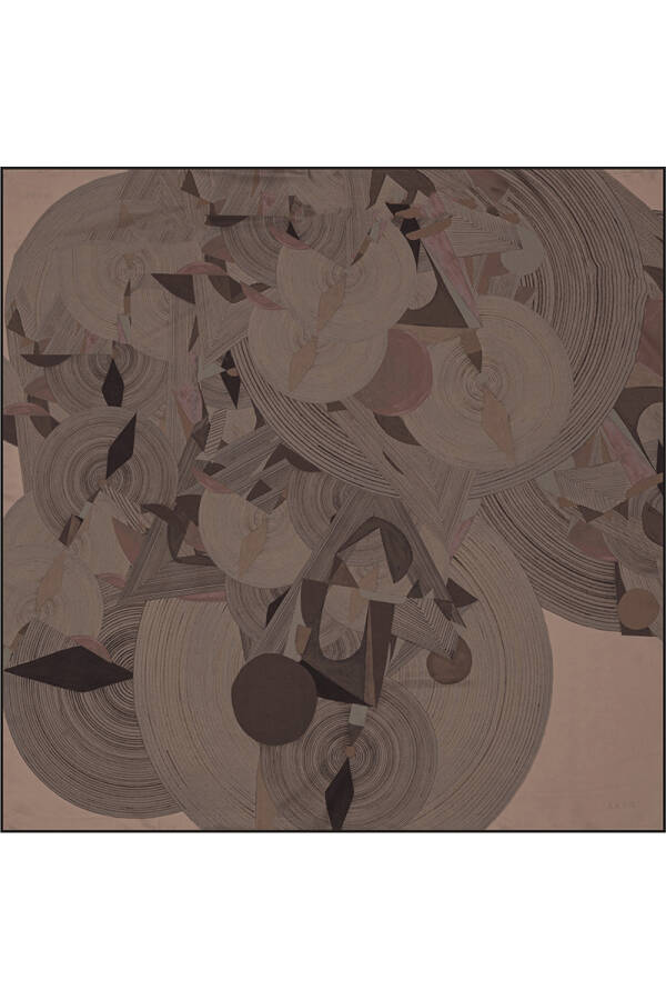 Geometrik Desenli 90X90 Bosphorus Çift Taraflı İpek Twill Eşarp - 2