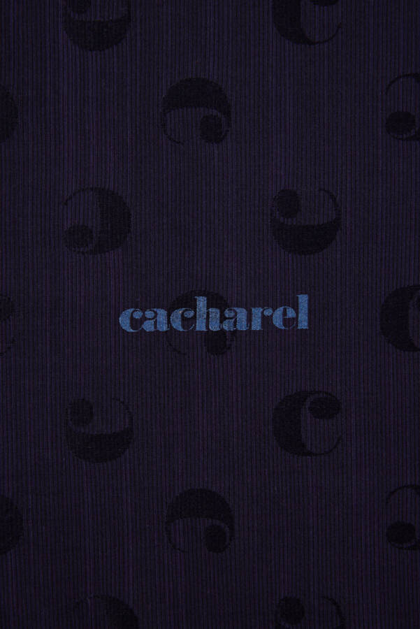 Lacivert 90X90 B. Logolu İpek Koton Jakar Eşarp - 2