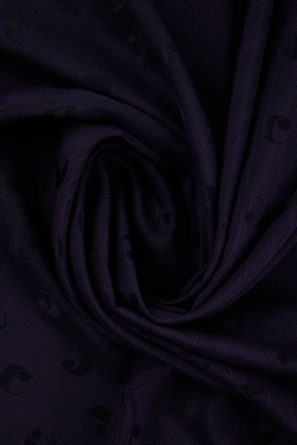 Lacivert 90X90 B. Logolu İpek Koton Jakar Eşarp - 3