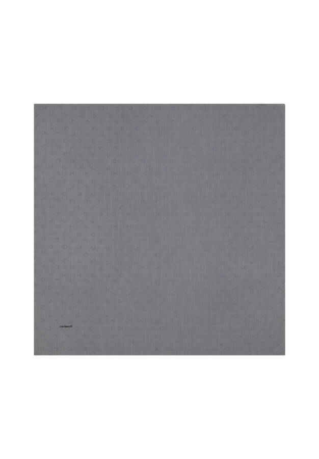 Gri 90X90 B. Logolu İpek Koton Jakar Eşarp - Cacharel (1)