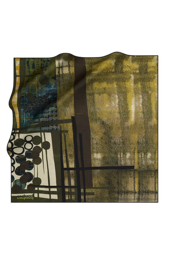 Renkli 90X90 Cacharel Poly Tivil Eşarp - 1