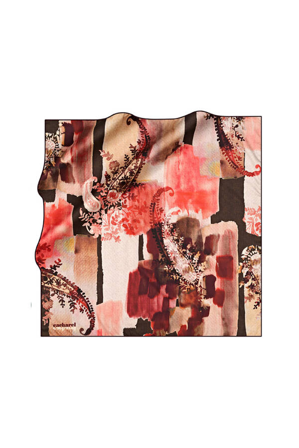 Fırça Desenli 90X90 Polyester Twill Eşarp - Cacharel