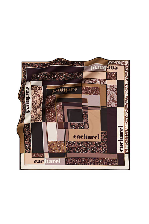 Renkli 90X90 Polyesyer Twill Eşarp - Cacharel