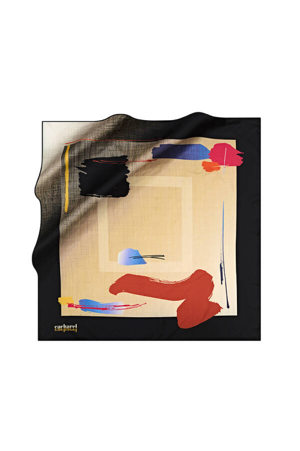 Fırça Desenli 90X90 Polyester Twill Eşarp - Cacharel