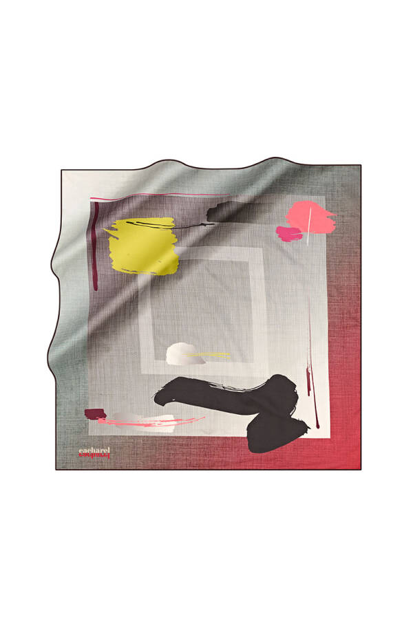 Fırça Desenli 90X90 Polyester Twill Eşarp - Cacharel