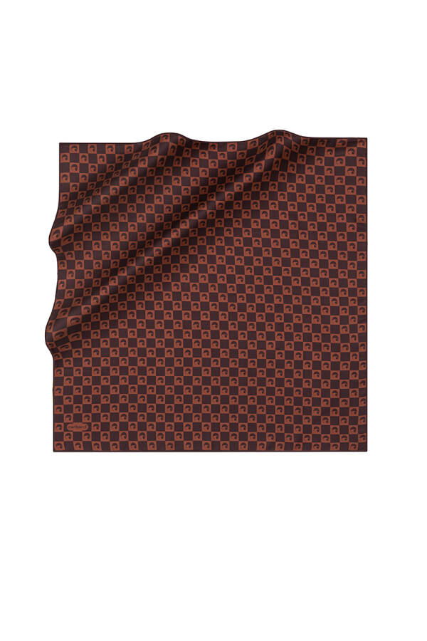 Logo Desenli 90X90 İpek Twill Eşarp - 1