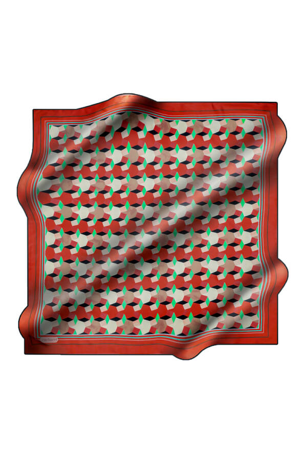 Geometrik Desenli 90X90 İpek Twill Eşarp - Cacharel