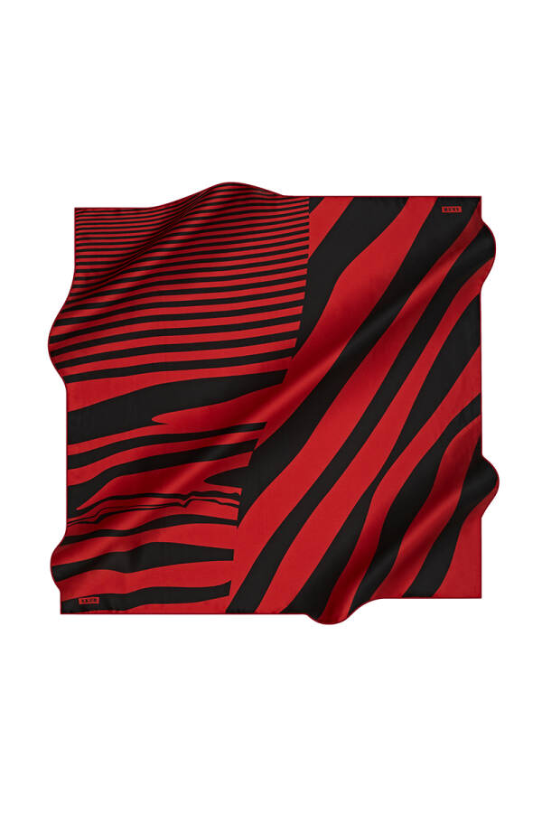 Geometrik Desenli 90X90 İpek Krep Saten - 1