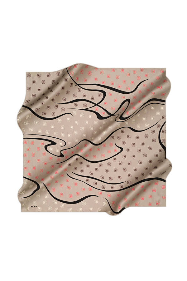 Logo Desenli 90X90 İpek Krep Saten - 1