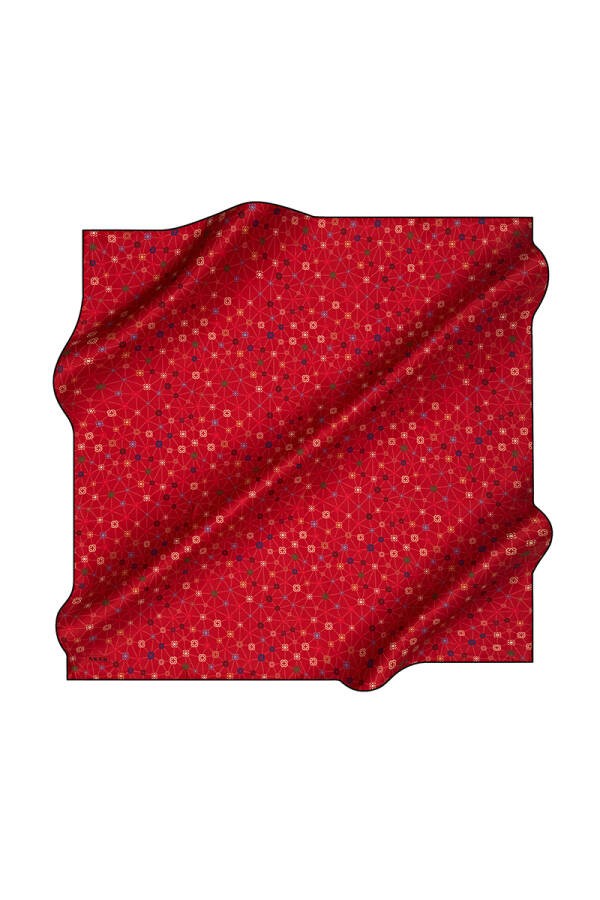 Geometrik Desenli 90X90 İpek Krep Saten - 1
